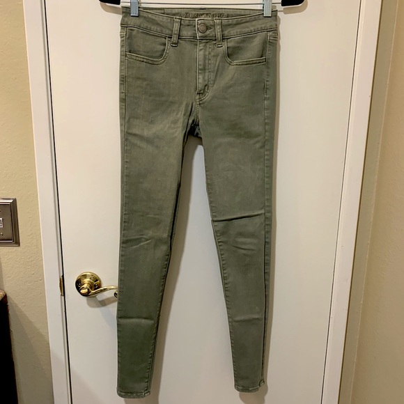 American Eagle Outfitters Denim - American Eagle - Green High Rise Skinny Jeans